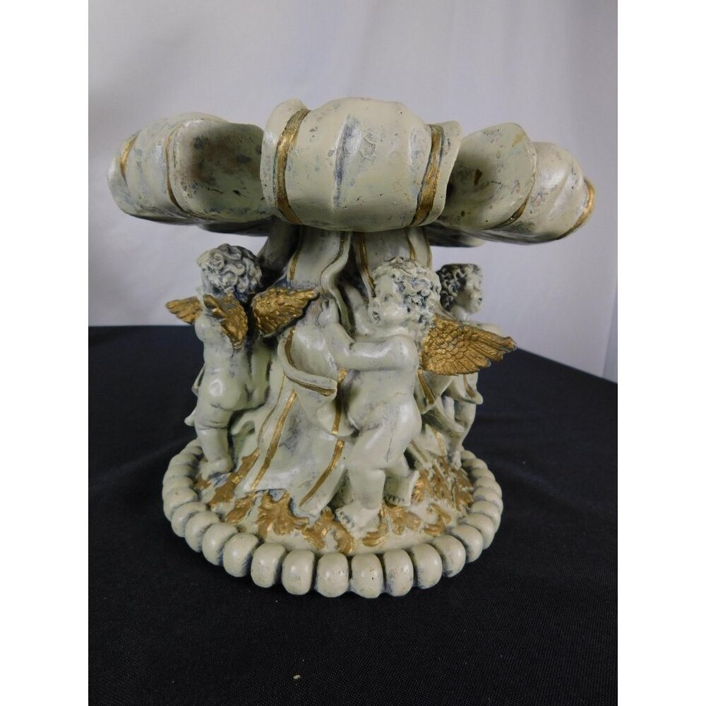 Baroque Cherub Compote Bowl 8" Gold Resin Pedestal - Picture 11 of 11